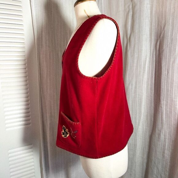 Capacity | Women’s | Vests | Petite L | Vintage Autumn Red Abstract Decorated Zi - Picture 4 of 6